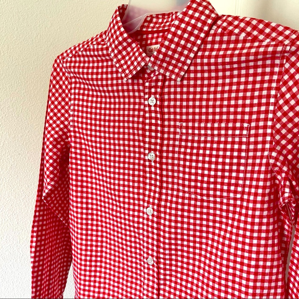 Young boys red/white plaid shirt (XL) 16